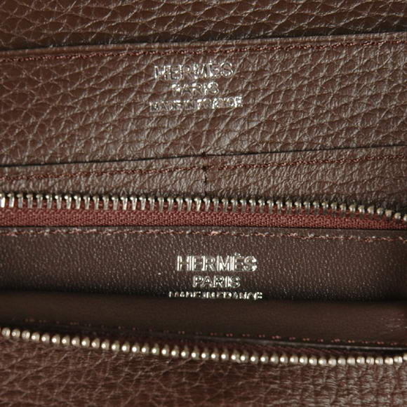 High Quality Hermes Compact Passport Holder Smooth Leather Wallet Brown Fake - Click Image to Close